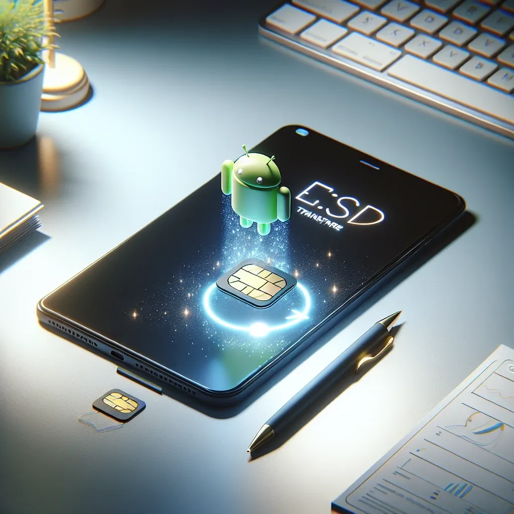 "eSIM transfer between Android and iOS - Illustration showing cross-platform upgrade commitments for seamless mobile connectivity."